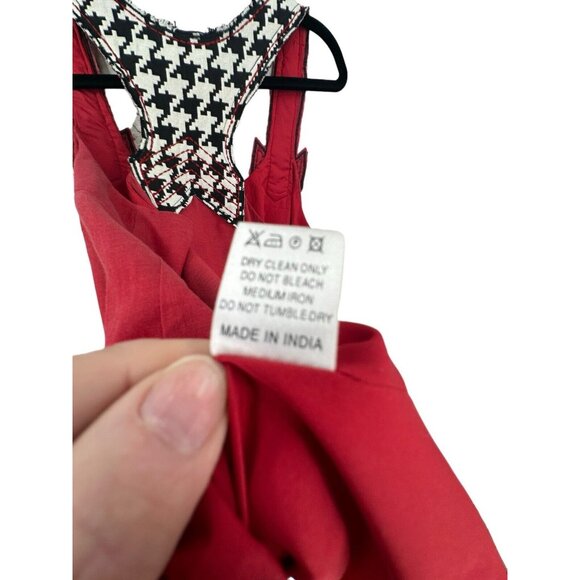 Judith March Houndstooth Crimson Tiered Lined Top University of Alabama Large - Picture 12 of 12